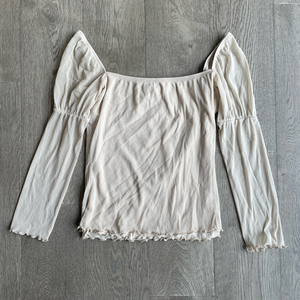 Suzy sheer lace babydoll mesh long sleeve top